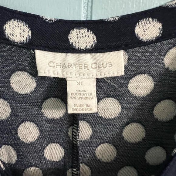 Charter club sleeveless top. Size xl. Blue with white polka dotes. - Picture 3 of 6
